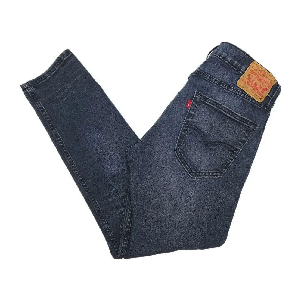 Levi's 512 Jeans Slim Tapered Men Sz 34 x 30 Blue Cotton Blend Stretch Dark Wash